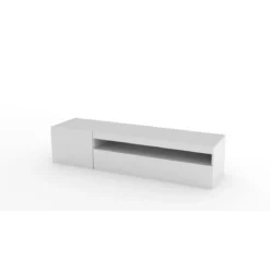 Mobile Bianco Moderno Porta TV 155 Basso Soggiorno con Anta Ribalta Legno