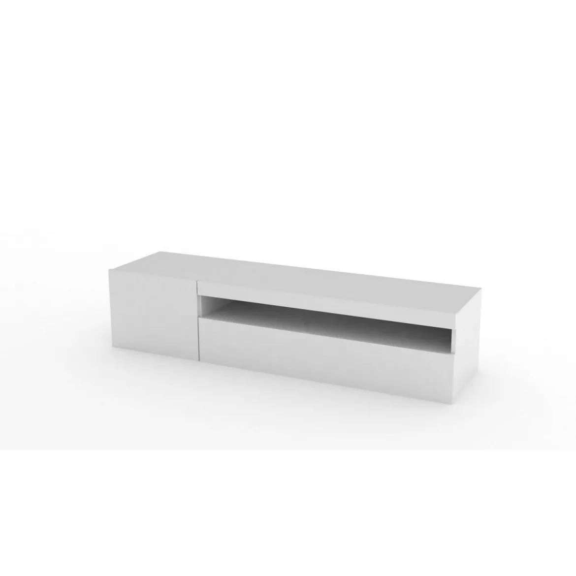 Mobile Bianco Moderno Porta TV 155 Basso Soggiorno con Anta Ribalta Legno