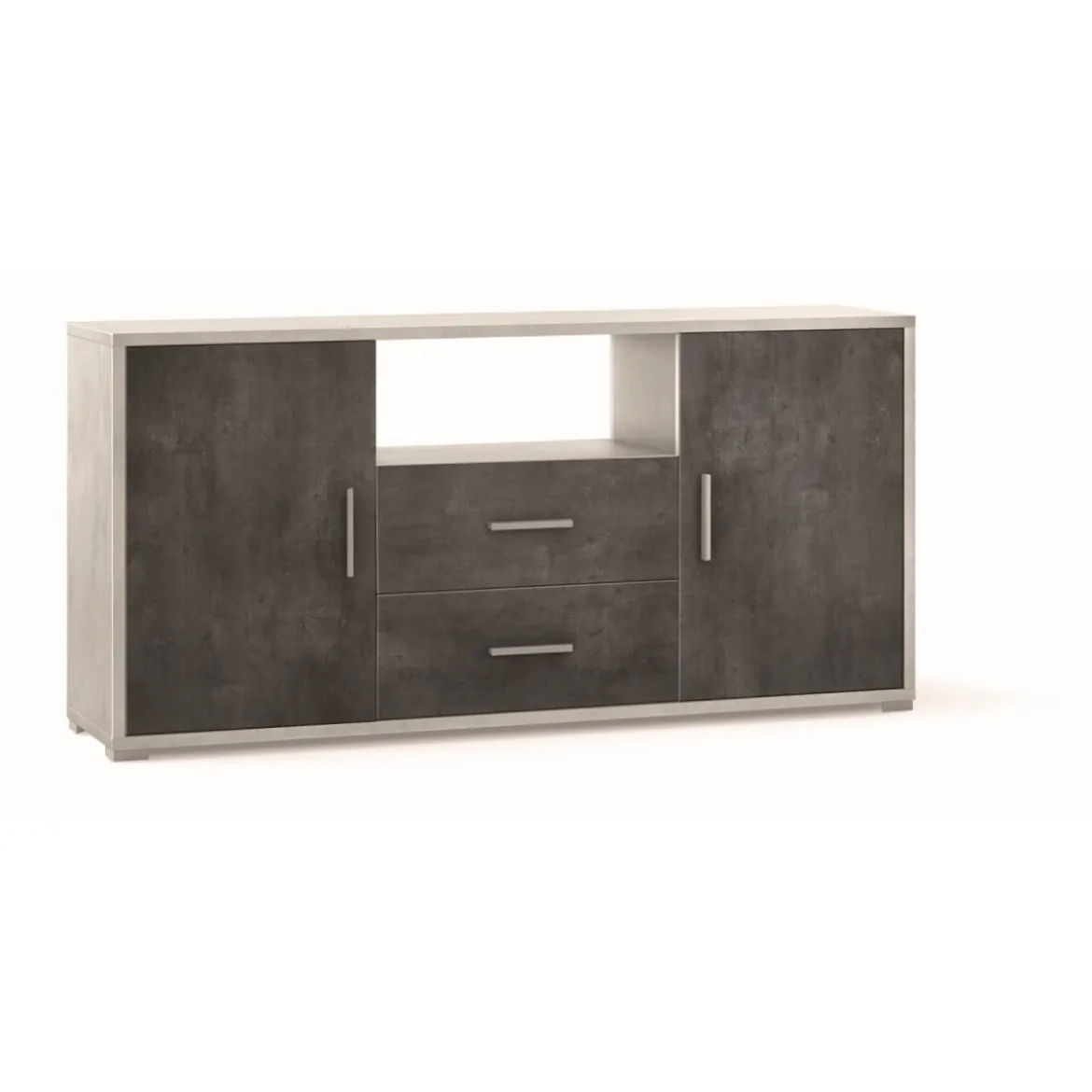 Mobile Bianco Nero 2 Ante con 2 Cassetti Credenza Contenitore in Legno Tv