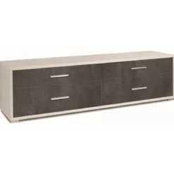 Mobile Bianco Nero TV 4 Cassetti Moderno Cassettiera Credenza 180 Legno