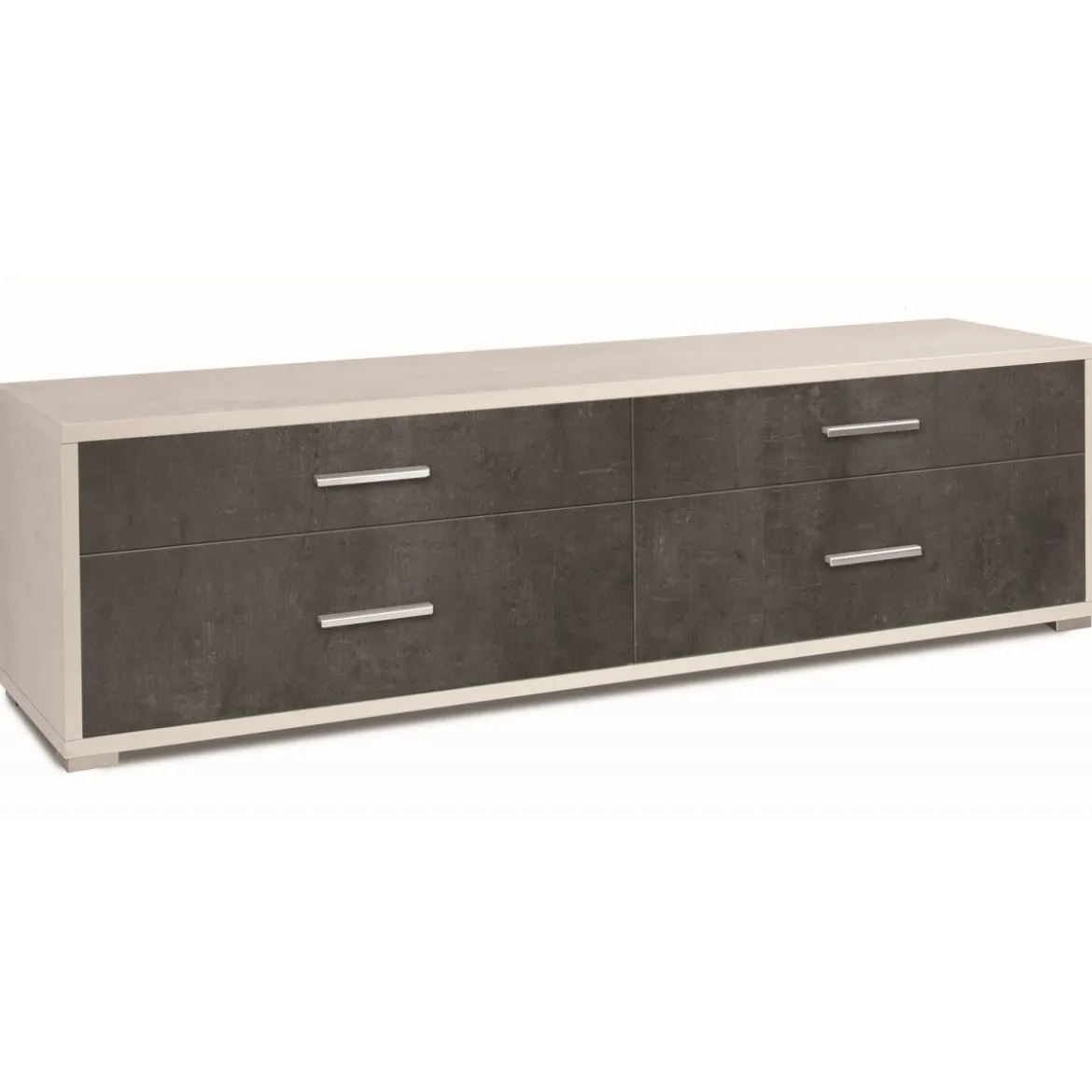 Mobile Bianco Nero TV 4 Cassetti Moderno Cassettiera Credenza 180 Legno