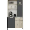 Mobile Caffè Multiuso Ripiani a Giorno Ante Cassetto Rovere Antracite