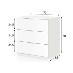Mobile Cassettiera Bianca 3 Cassetti 80 cm Como Legno Camera da Letto Soggiorno