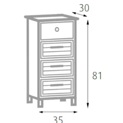 Mobile Cassettiera Bianca 4 Cassetti Shabby Multiuso Shabby Legno Cucina Bagno