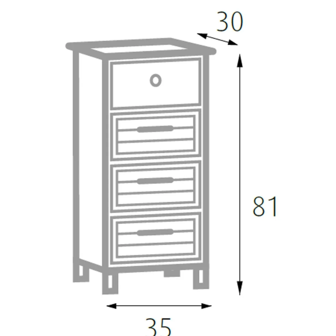 Mobile Cassettiera Bianca 4 Cassetti Shabby Multiuso Shabby Legno Cucina Bagno