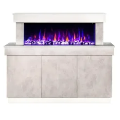 Mobile con Camino Elettrico 1500W Beige Effetto Pietra Moderno da Salotto