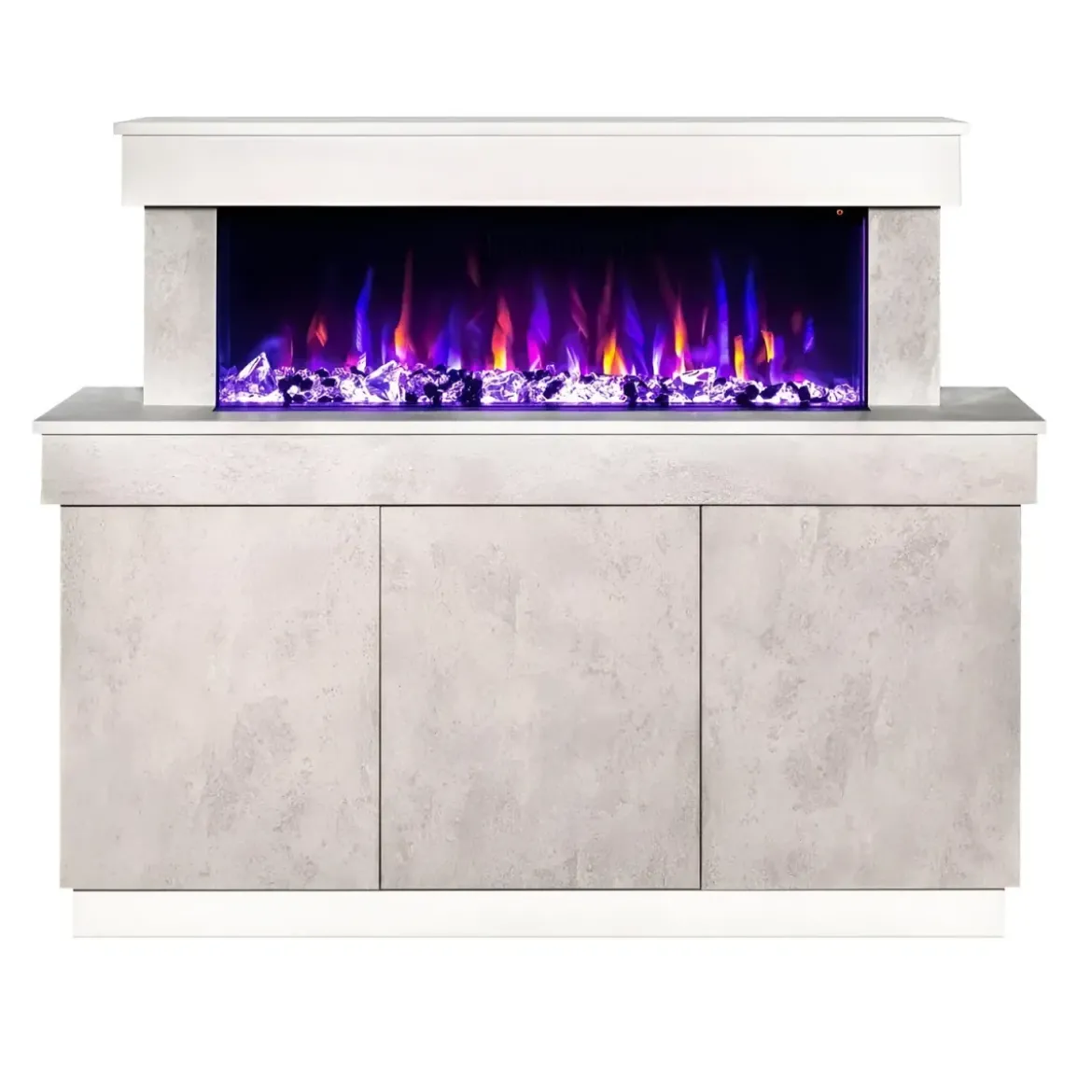 Mobile con Camino Elettrico 1500W Beige Effetto Pietra Moderno da Salotto