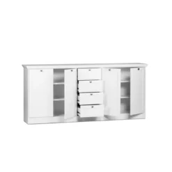 Mobile Contenitore 4 Ante con Cassetti Bianco Opaco Credenza Madia da Soggiorno