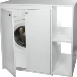 Mobile Copri Lavatrice Asciugatrice in Resina Pvc con Ripiani Lavanderia