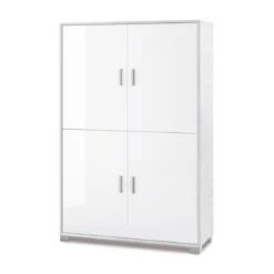 Mobile Credenza 4 Ante Bianco Lucido Buffet Ripiani Ufficio Soggiorno Ingresso