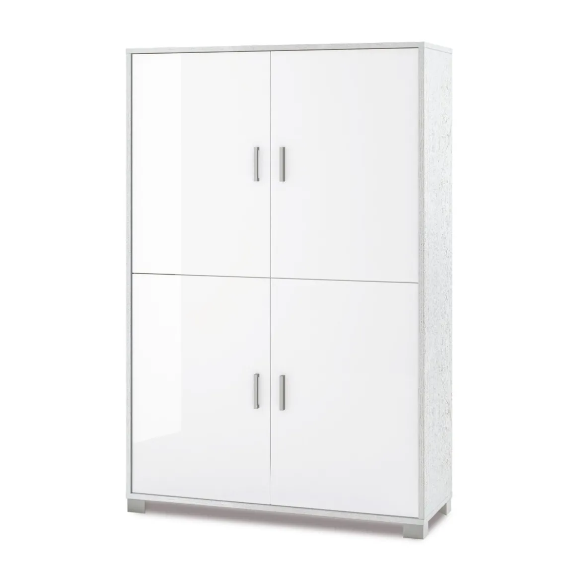 Mobile Credenza 4 Ante Bianco Lucido Buffet Ripiani Ufficio Soggiorno Ingresso