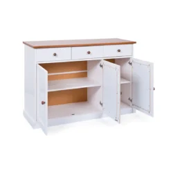 Mobile Credenza 3 Ante 3 Cassetti Bianco Noce Madia Dispensa Buffet da Cucina