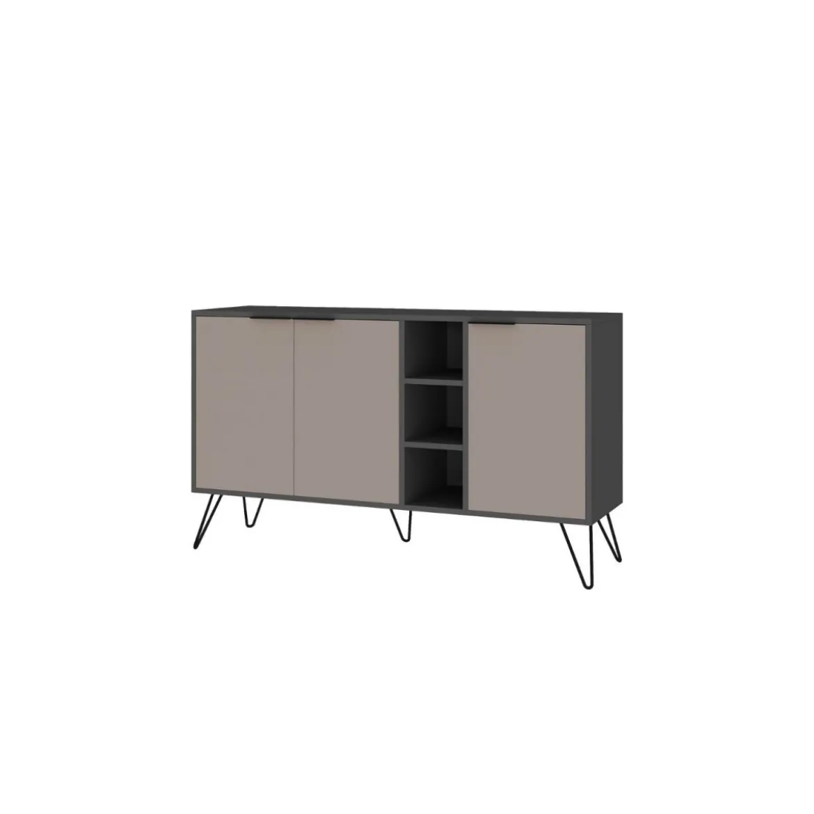 Mobile Credenza 3 Ante con Ripiani Antracite e Tortora Madia Soggiorno Ingresso
