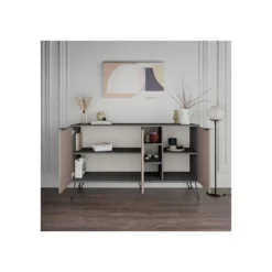 Mobile Credenza 3 Ante con Ripiani Antracite e Tortora Madia Soggiorno Ingresso