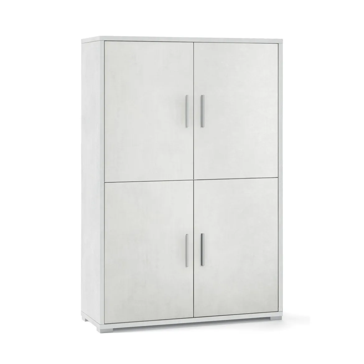 Mobile Credenza 4 Ante Ossido Bianco Buffet con Ripiani da Ufficio Soggiorno