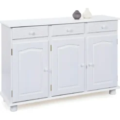 Mobile Credenza Bianco 3 Ante Cassetti Shabby Buffet Dispensa Soggiorno Cucina