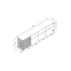 Mobile Credenza 200 cm 3 Ante in Legno Bianco e rovere Naturale Madia Soggiorno