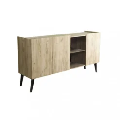 Mobile Credenza da Ingresso con 3 Ante e 2 Mensole Rovere per Soggiorno