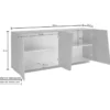 Mobile Credenza Moderna 200 cm Basso con 4 Ante per Soggiorno Bianco Lucido