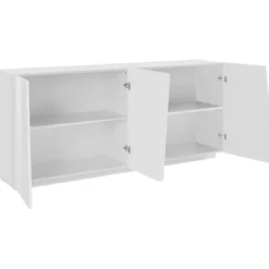 Mobile Credenza Moderna 200 cm Basso con 4 Ante per Soggiorno Bianco Lucido