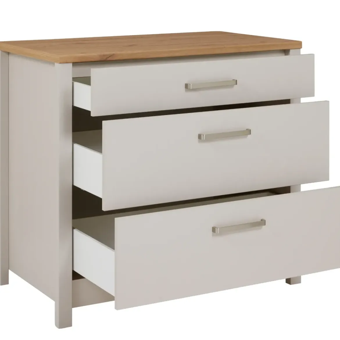 Mobile Cucina Base per Piano Cottura Beige Rovere con 3 Cassetti