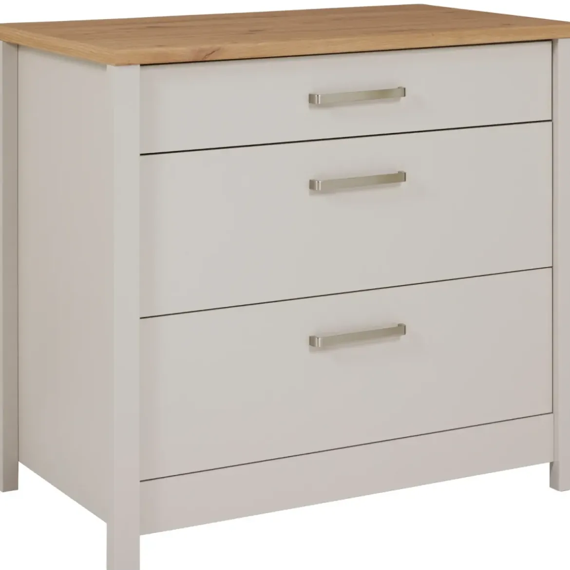 Mobile Cucina Base per Piano Cottura Beige Rovere con 3 Cassetti