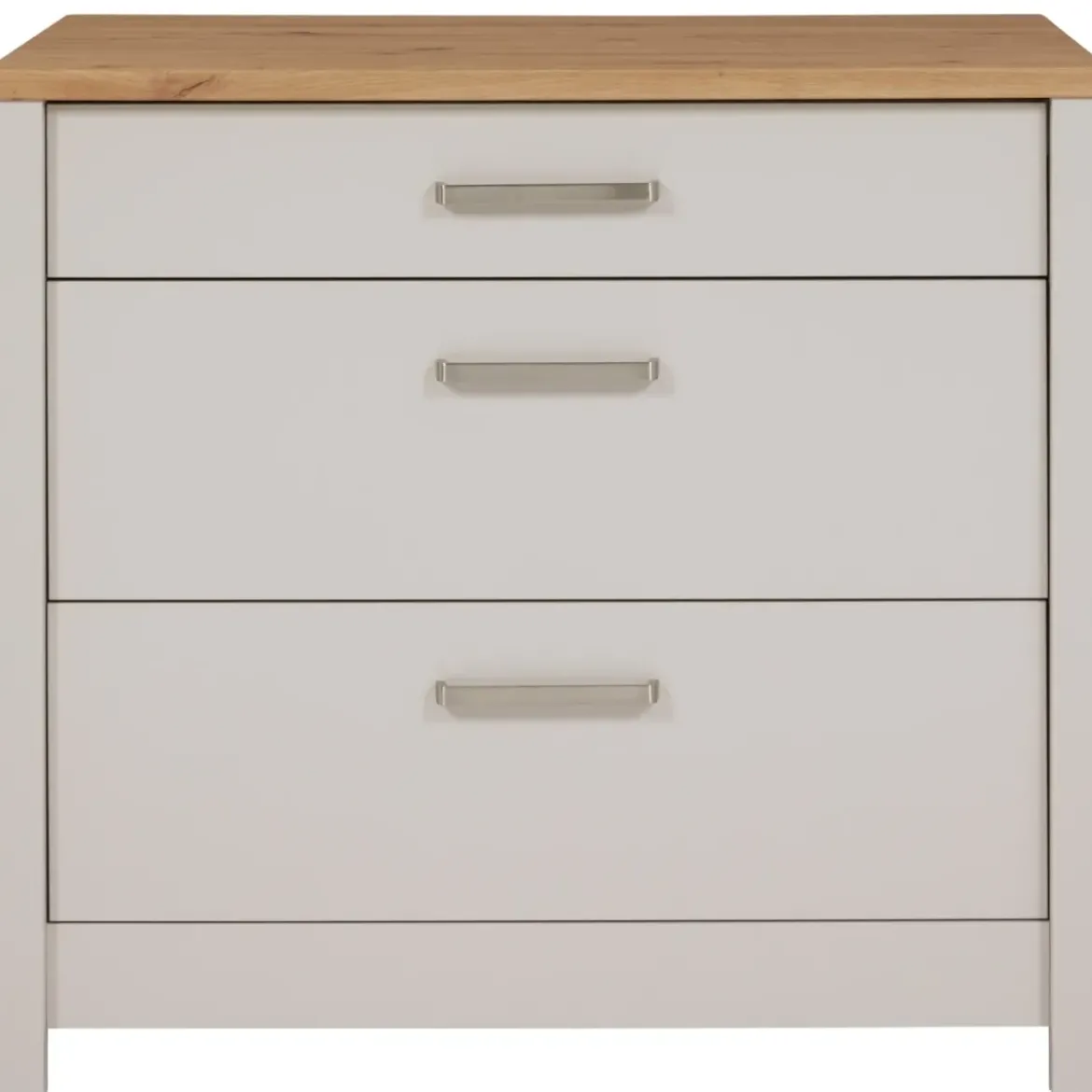 Mobile Cucina Base per Piano Cottura Beige Rovere con 3 Cassetti