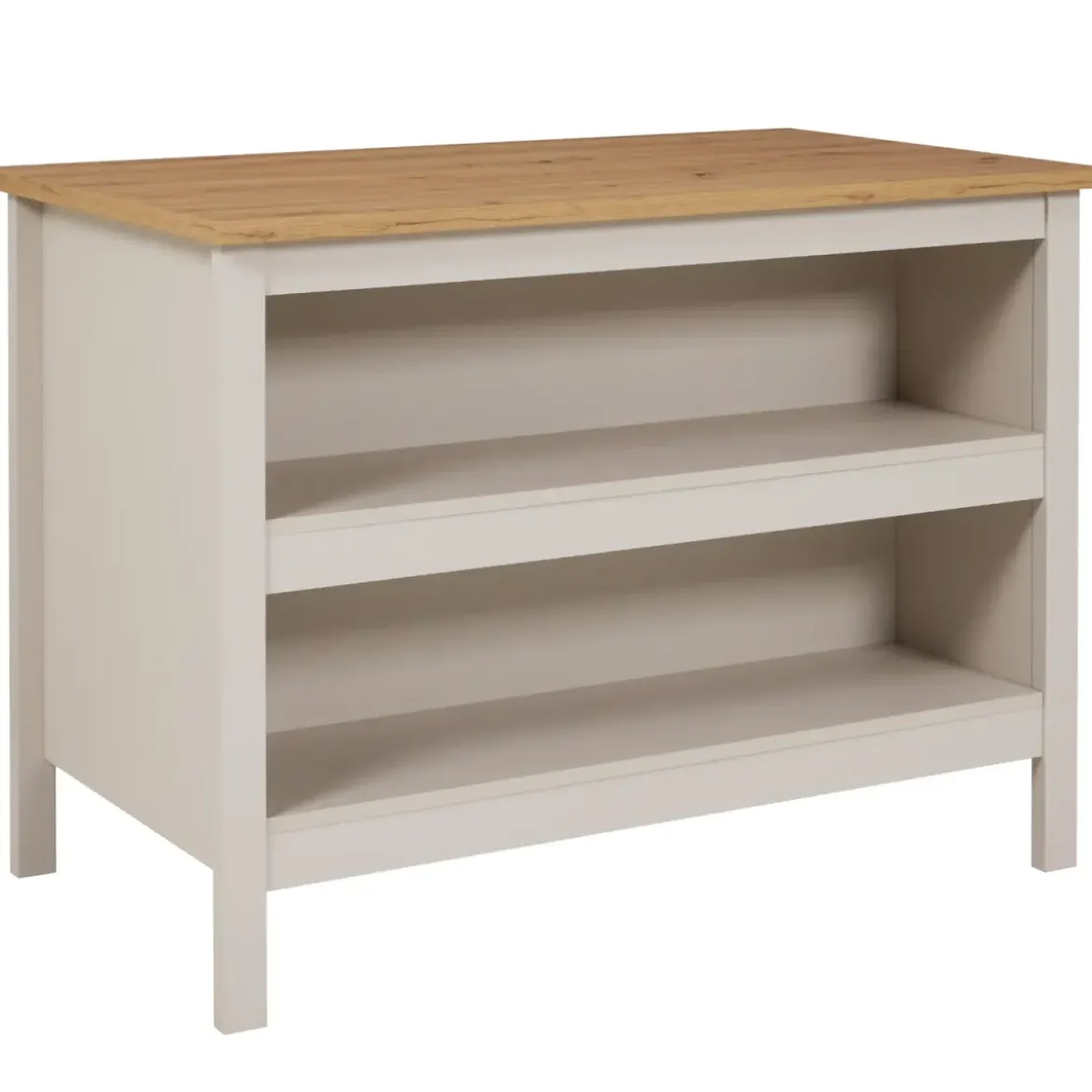 Mobile da Cucina Beige Rovere Tavolo Bar Isola 2 Ripiani Removibili