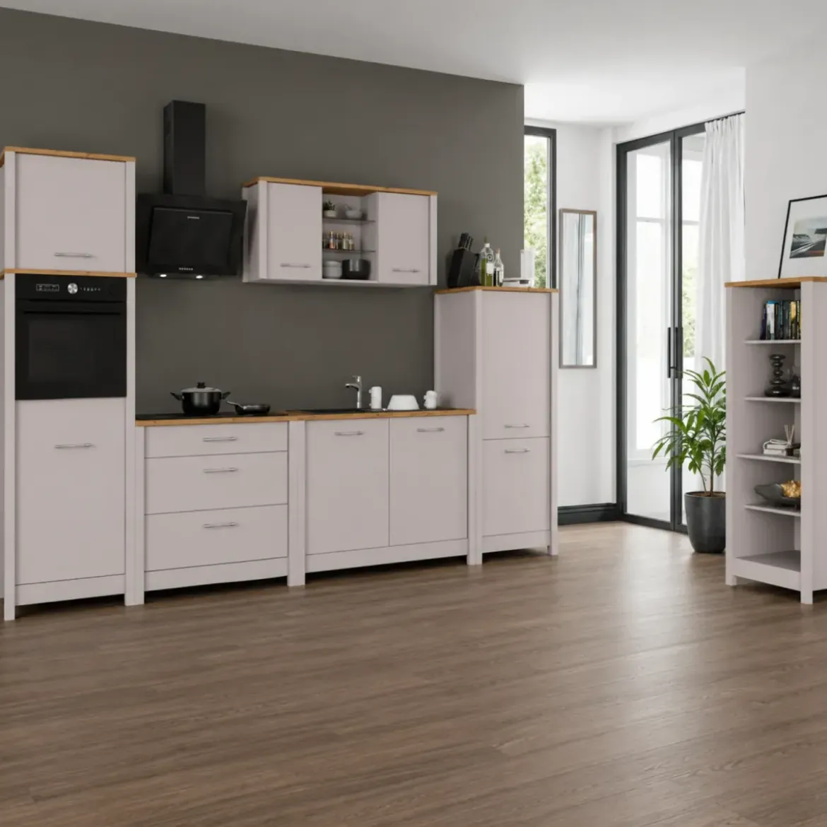 Mobile da Cucina per Lavello Lavastoviglie Modulare Beige Rovere 2 Ante