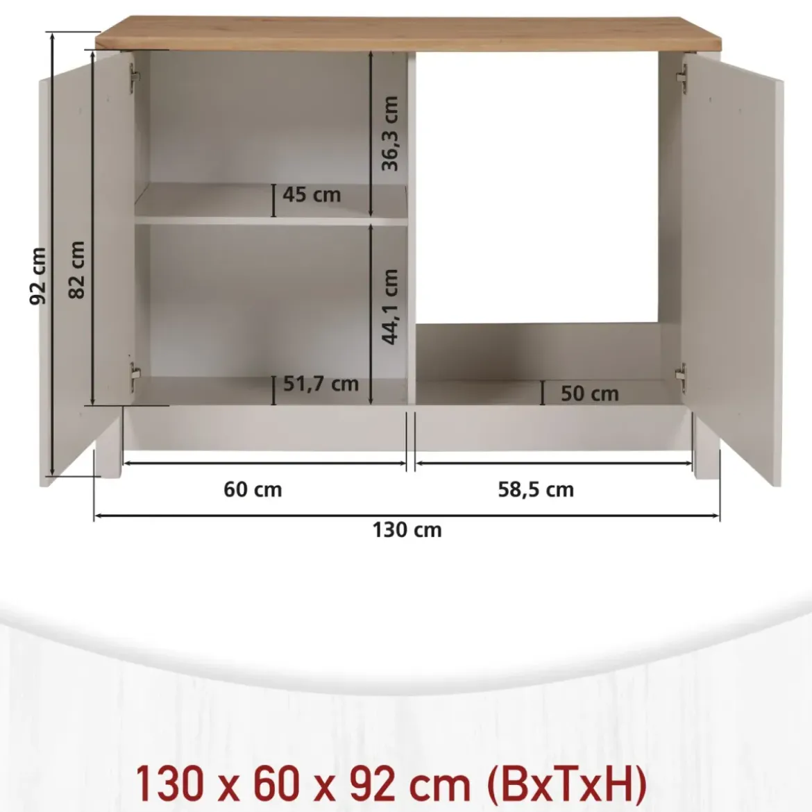 Mobile da Cucina per Lavello Lavastoviglie Modulare Beige Rovere 2 Ante