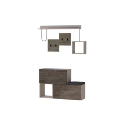 Mobile da Ingesso in Legno Vintage con Scarpiera Appendiabiti