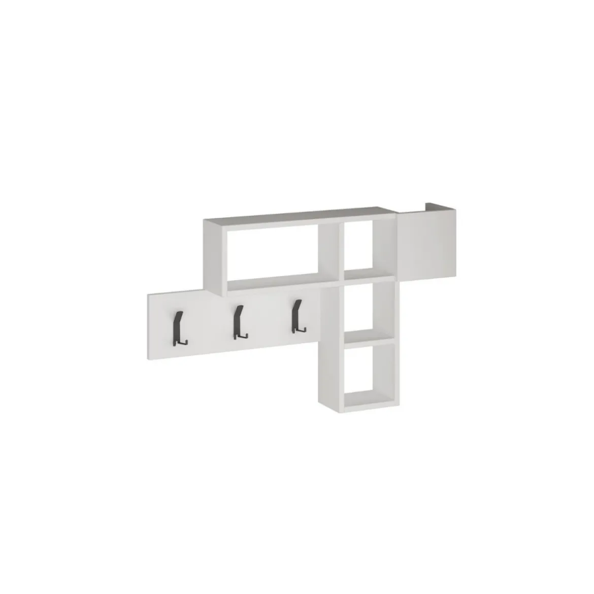 Mobile da Ingresso a Muro Ganci Appendiabiti Ripiani Parete in Legno Bianco