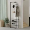 Mobile da Ingresso Appendiabiti Scarpiera Bianco 4 Ganci 3 Ripiani