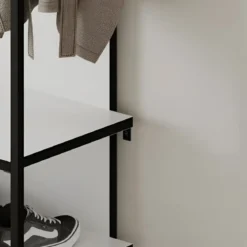 Mobile da Ingresso Appendiabiti Scarpiera Bianco 4 Ganci 3 Ripiani