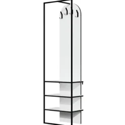 Mobile da Ingresso Appendiabiti Scarpiera Bianco 4 Ganci 3 Ripiani