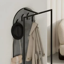 Mobile da Ingresso Appendiabiti Scarpiera Grigio 4 Ganci 3 Ripiani