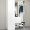 Mobile da Ingresso con Scarpiera Appendiabiti Specchio Bianco Lucido