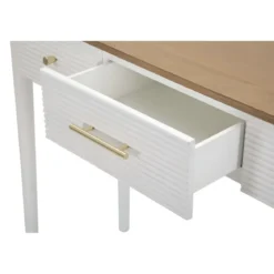 Mobile da Ingresso in Legno Bianco con 3 Cassetti Piano Marrone