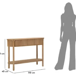 Mobile da Ingresso in Legno Naturale con Cassetto Ripiano Moderno