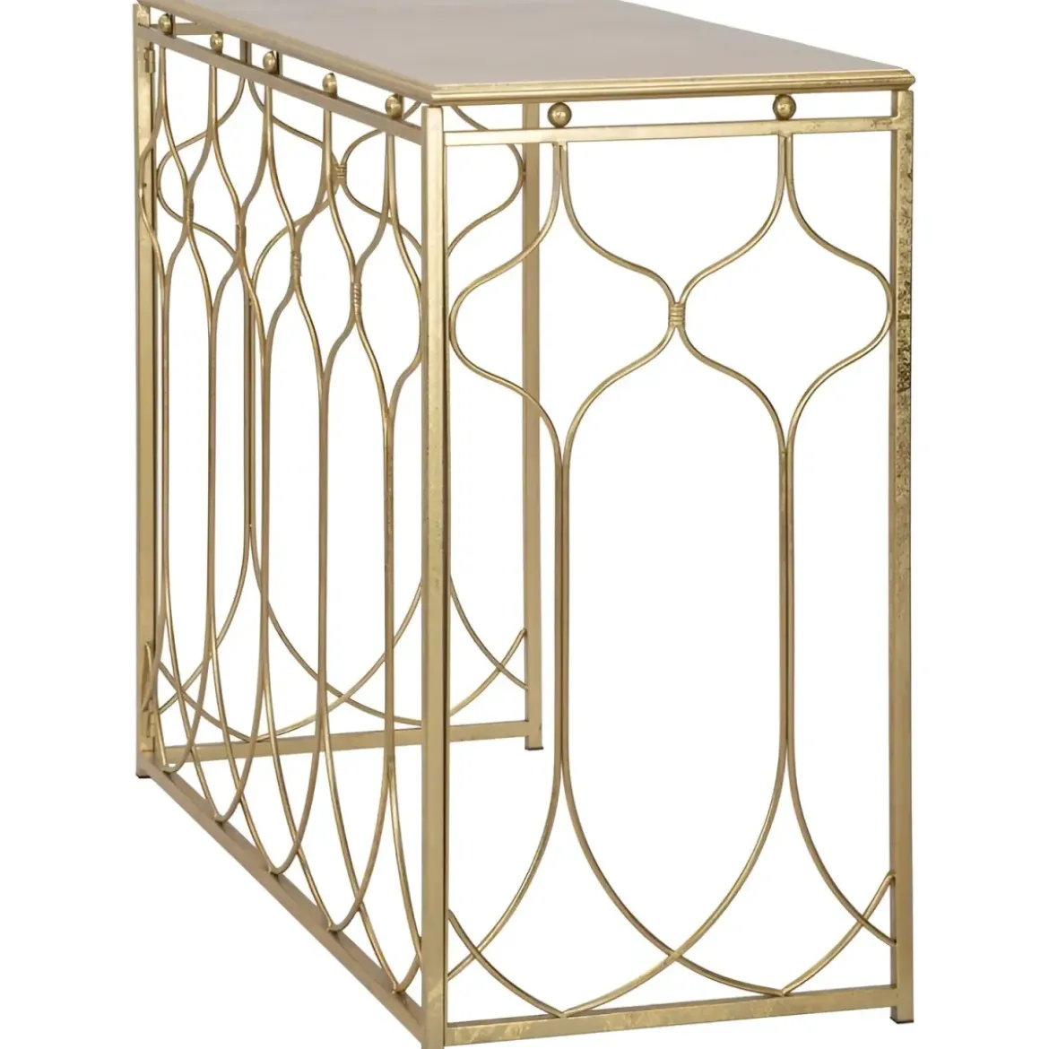 Mobile da Ingresso in Metallo Oro 96,5x41x78 cm Moderno Geometrico