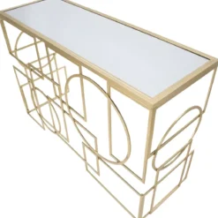 Mobile da Ingresso Metallo Oro Vetro Specchiato 120x41x81 cm Moderno
