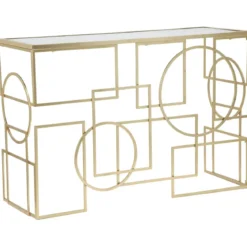 Mobile da Ingresso Metallo Oro Vetro Specchiato 120x41x81 cm Moderno