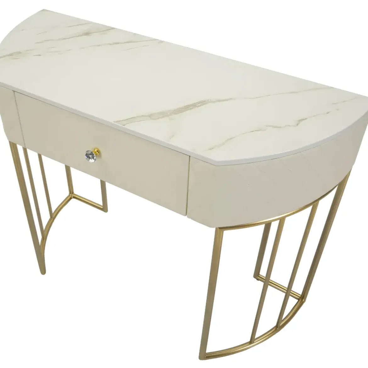 Mobile da Ingresso Similpelle Trapuntata Bianco Oro con Cassetto