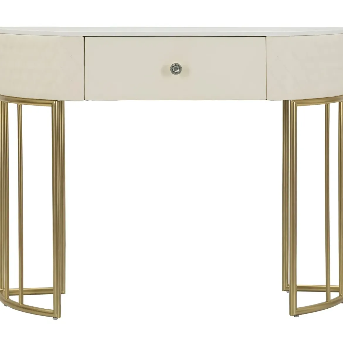 Mobile da Ingresso Similpelle Trapuntata Bianco Oro con Cassetto