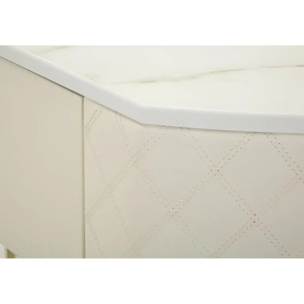 Mobile da Ingresso Similpelle Trapuntata Bianco Oro con Cassetto