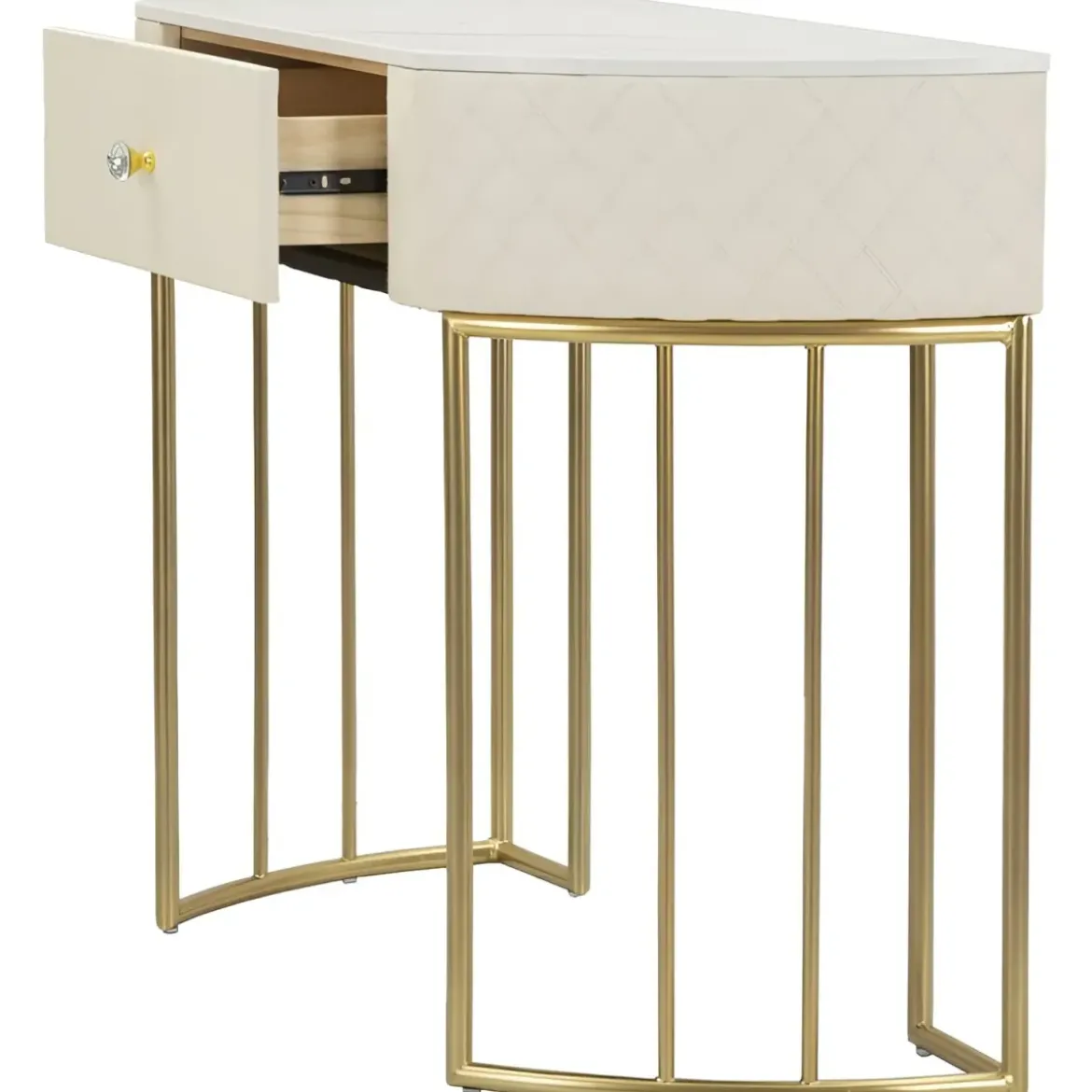 Mobile da Ingresso Similpelle Trapuntata Bianco Oro con Cassetto