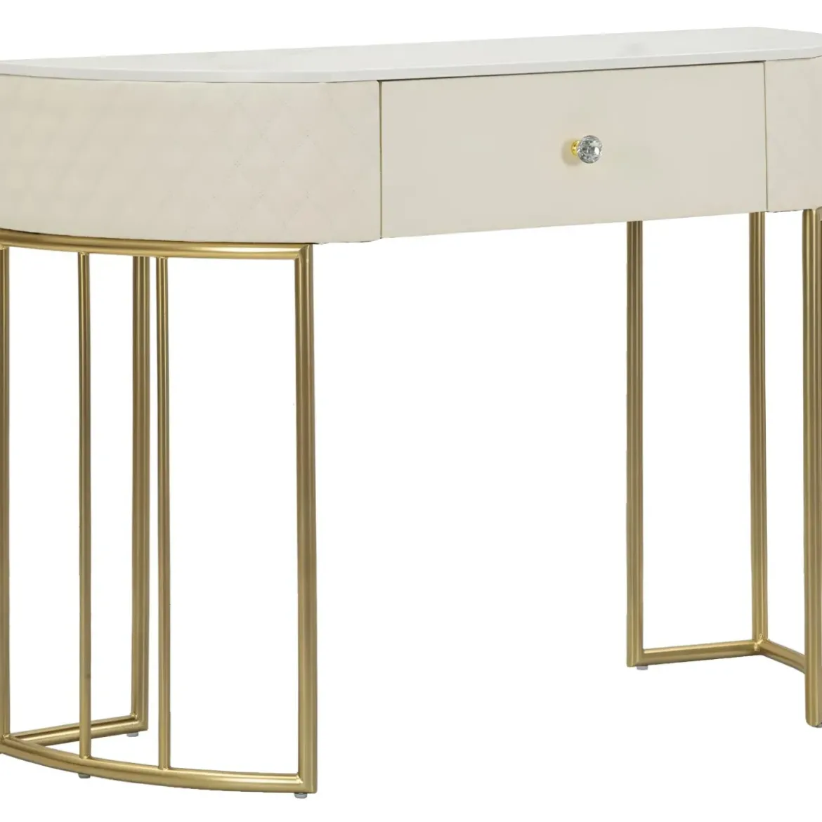 Mobile da Ingresso Similpelle Trapuntata Bianco Oro con Cassetto