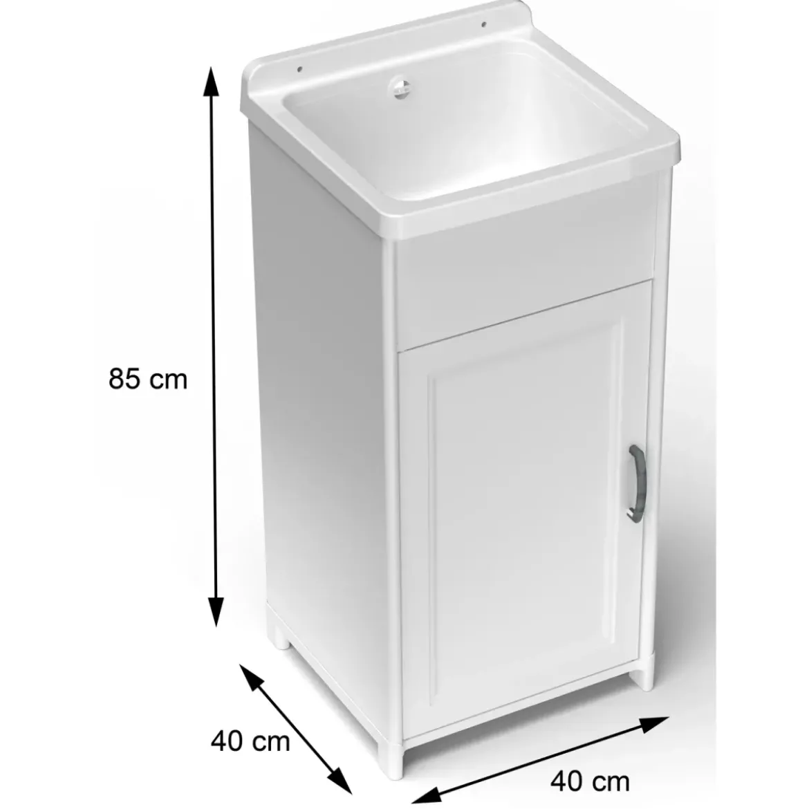 Mobile Lavanderia Compatto in Resina con Pilozzo Bianco 41x37x85 cm