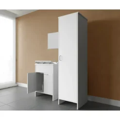 Mobile Lavatoio 2 Ante 60x50x85 con Colonna 45x50x182 e Specchio 45x60