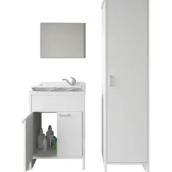Mobile Lavatoio 2 Ante 60x50x85 con Colonna 45x50x182 e Specchio 45x60